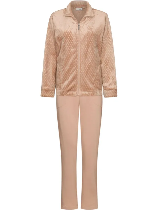 Pastunette Premium - Huispak - Couture - Fleece/Katoen - Beige - Rits