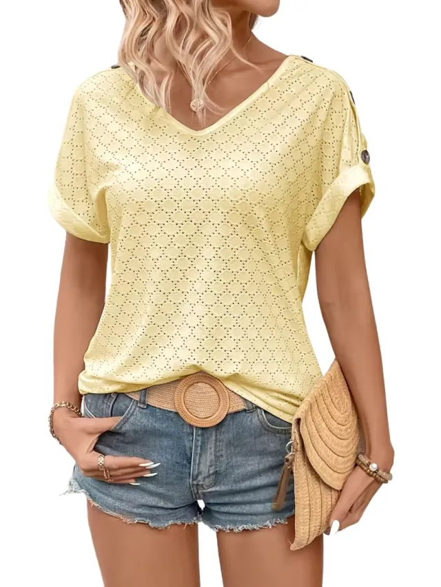 Currero Topje Dames - Top Kleding - Shirt - Blouse - Kort - Volwassen - Geel