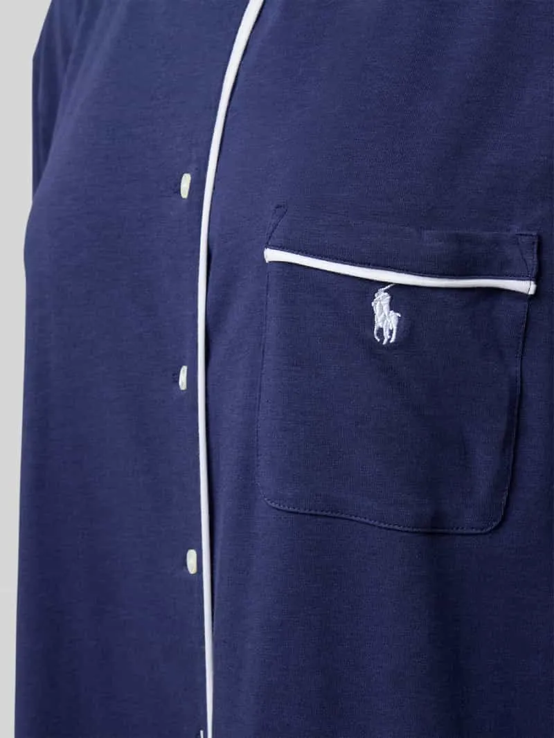 Polo Ralph Lauren Nachthemd met logostitching en borstzak donkerblauw, foto 2