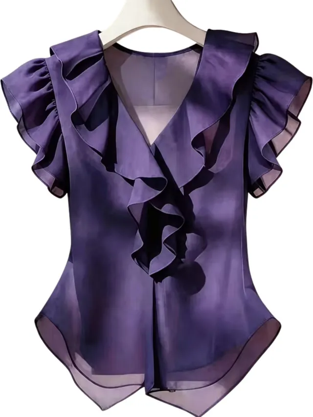 Currero Topje Dames - Top Kleding - Shirt - Blouse - Kort - Volwassen - Donker Violet