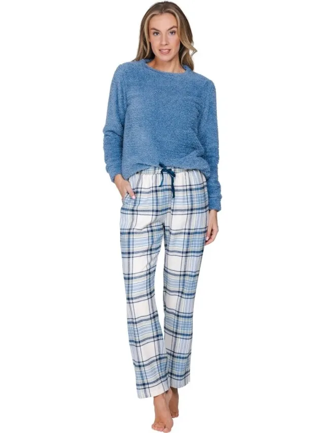 Pastunette Flanellen dames broek blauw Pastunette - Blauw - Maat - 40