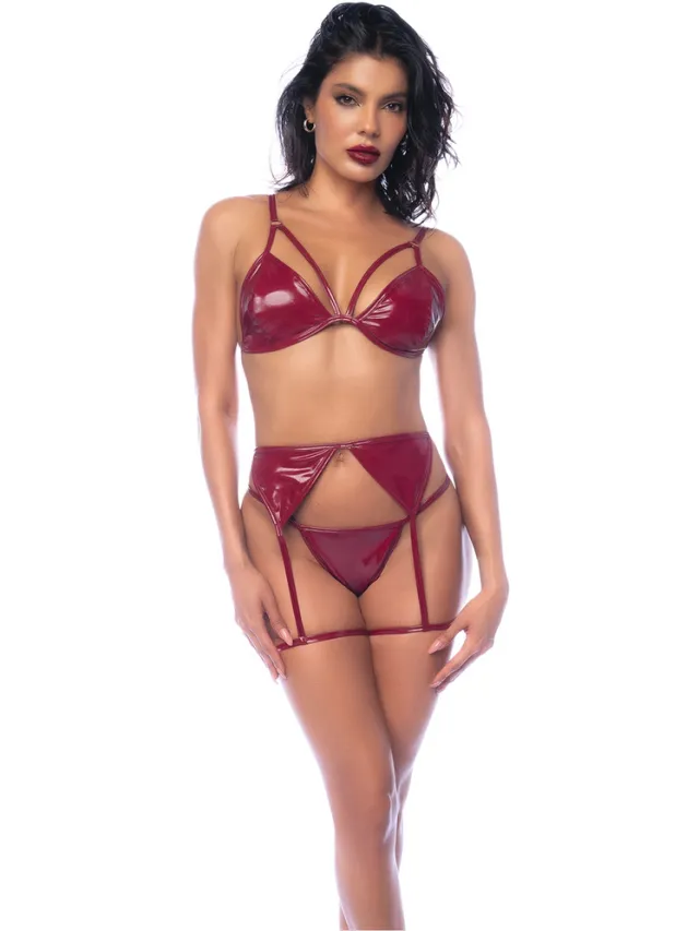 Mapalé 3-delig BH-set Glanzend Rood