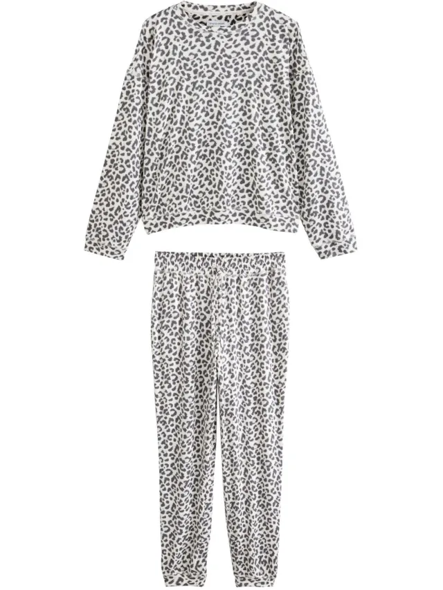 Next Dames - Behaaglijke pyjama met lange mouwen - Grijs Grey Animal