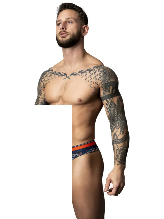 Male Power Tanga - Marine Marmer