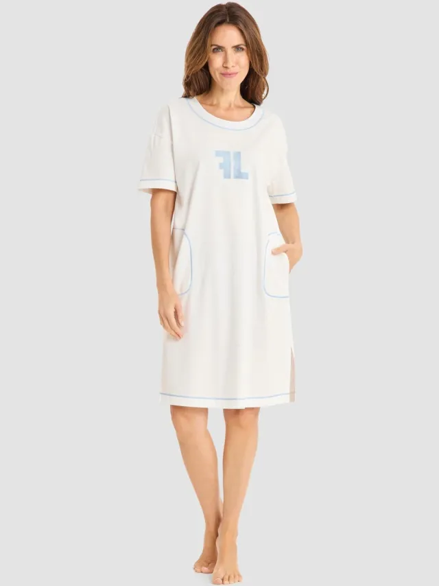 Féraud Feraud Logoprint Nachthemd 3261056 Wit Blauw