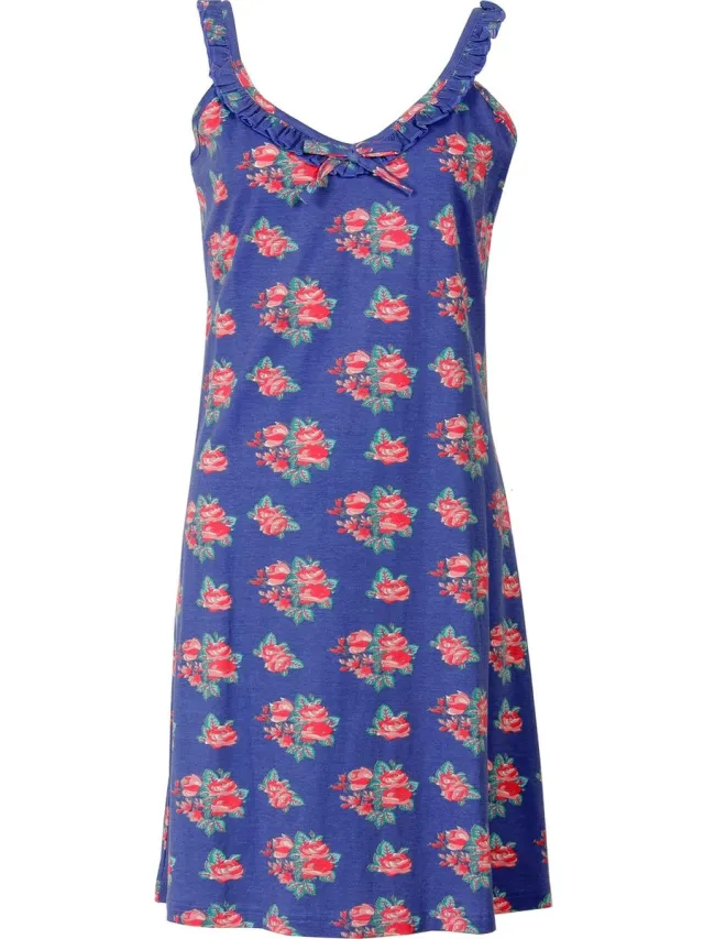 Irresistible Dames Nachthemd - Bloemendessin - Blauw