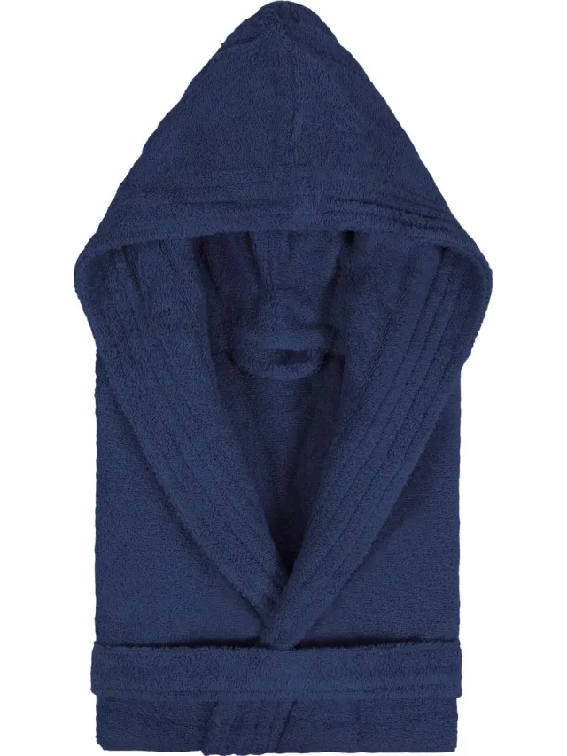 Pure Duplex Badjas Badstof Kimono met Capuchon Maat S Marine Navy col 2094 Marine Navy Donkerblauw col 2094