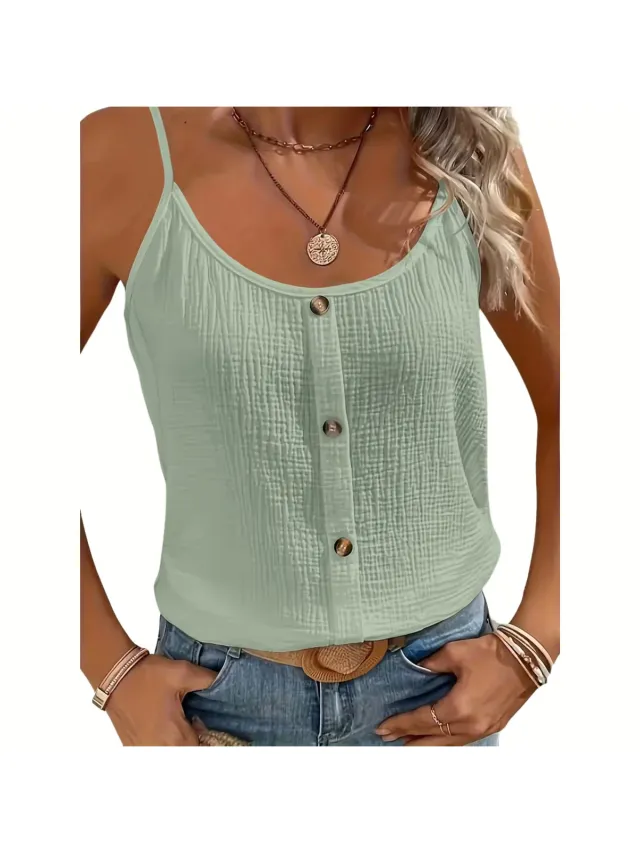 Currero Topje Dames - Top Kleding - Shirt - Blouse - Kort - Volwassen - Bonen Groen