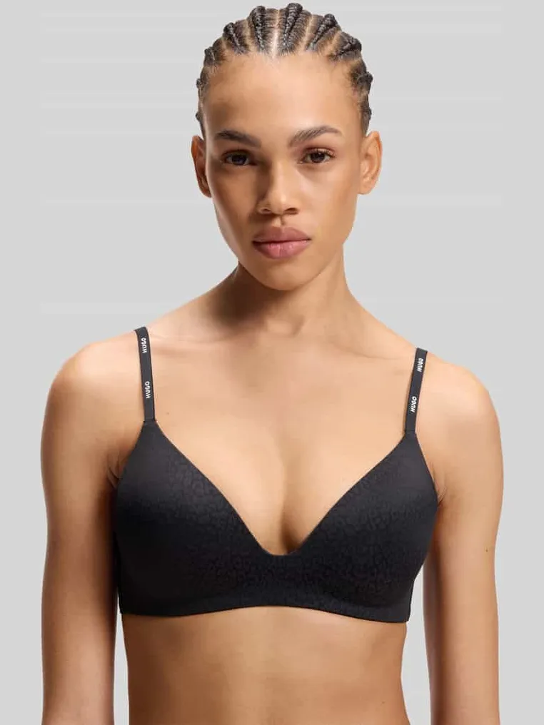 Hugo bh in luipaardprint met all-over motief model 'SHADOW BRALETTE' zwart, foto 3