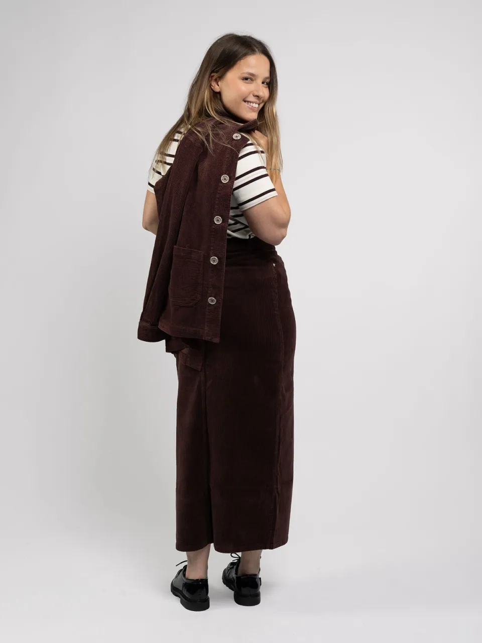 Côtelé dames vegan Rok Frida Chocoladebruin, foto 2