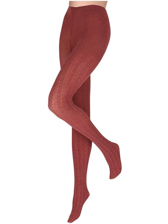 morethansocks Dames Panty - Kabelstructuur - Maat S t/m XXL - Panty's - Kousenbroek dames - Hoge kwaliteit panty Bordeaux