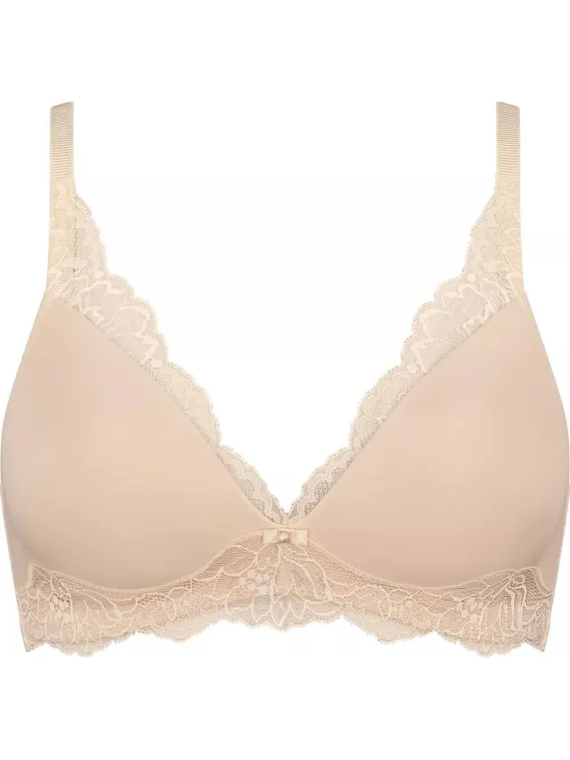Triumph BH Amourette Charm P - Zonder Beugel - Voorgevormde kanten bh zonder beugel - 80A - Creme