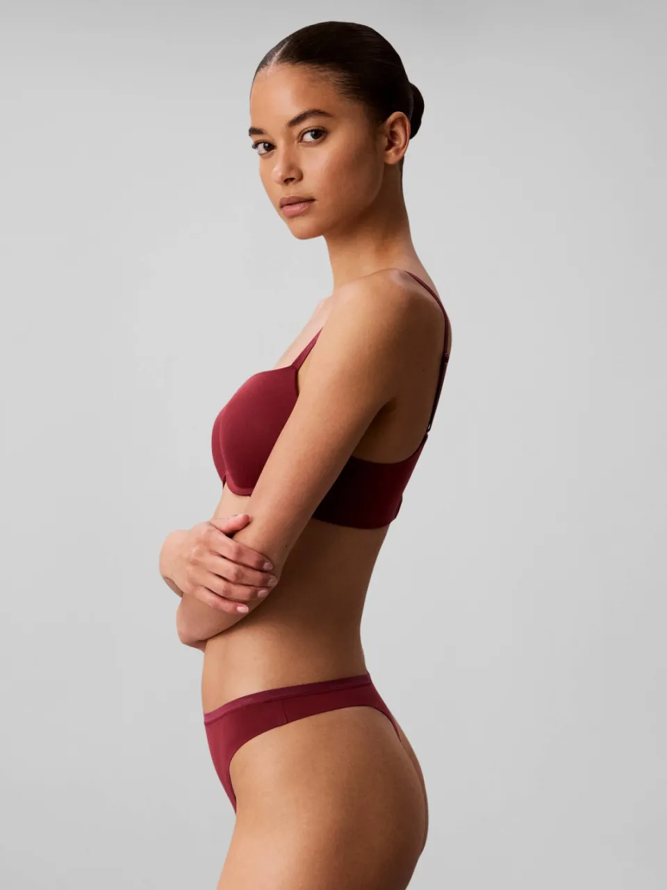 Calvin Klein voorgevormde push-up bh met beugel - donkerrood, foto 2