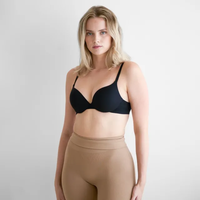 cfab Voorgevormde push-up beugelbeha - zwart - 85D - BH Zonder Beugel Voorgevormd - Ondergoed - Naadlos