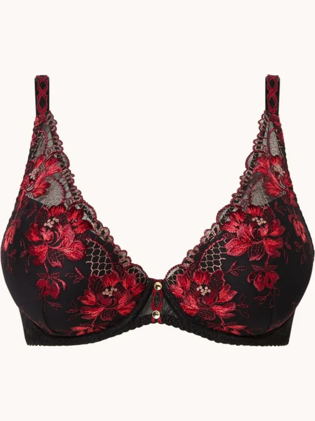 Aubade Mélodie D'été beugel bh met kant en borduring - Zwart/ Rood