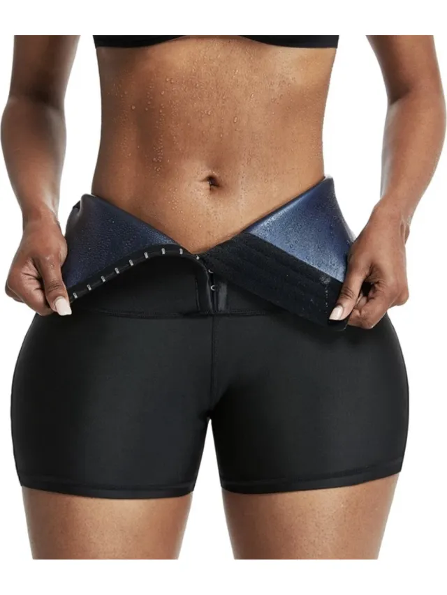 Wow Peach Sport Shorts Shaper - Corrigerende Short - Sauna Short - Work Out - Afslanken - Taille - Sweat Shaper - Zwart