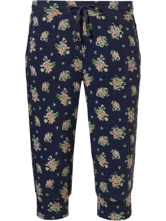 Pastunette Blauwe capri broek roosjes Pastunette - Blauw - Maat