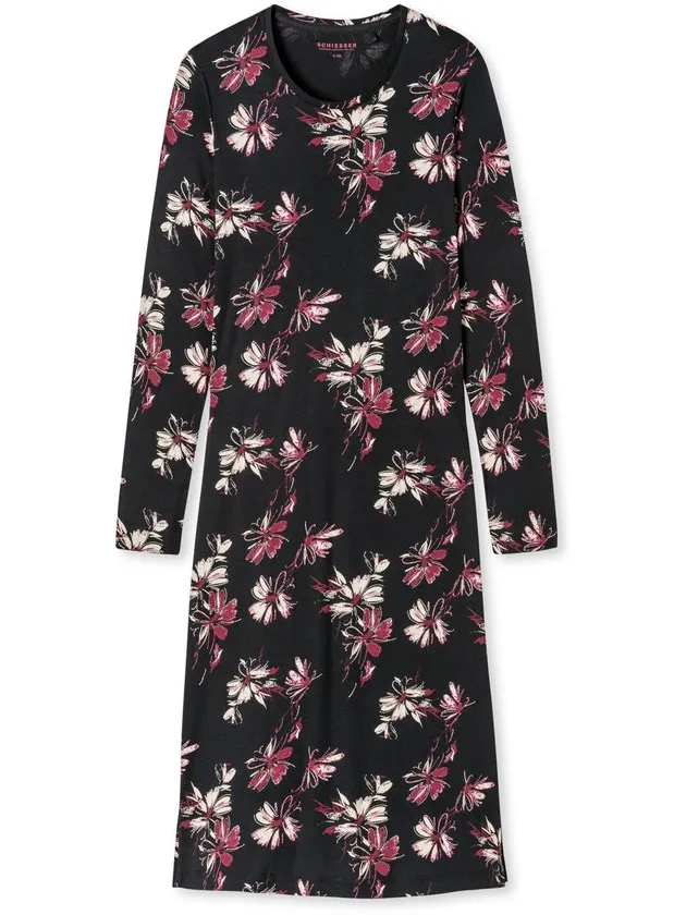 Schiesser Maat XL Dames Nachthemd - Antraciet - R Hals Multicolor