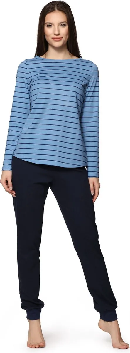 Bellivalini Dames Pyjama - Lange mouwen - Lange broek - Katoen - BLV-BLV50-166-PJ - Oceaan Marine