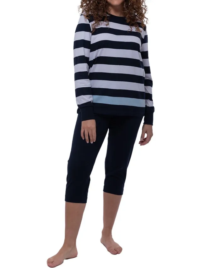 Ammann Dames pyjama Night & Home blauw