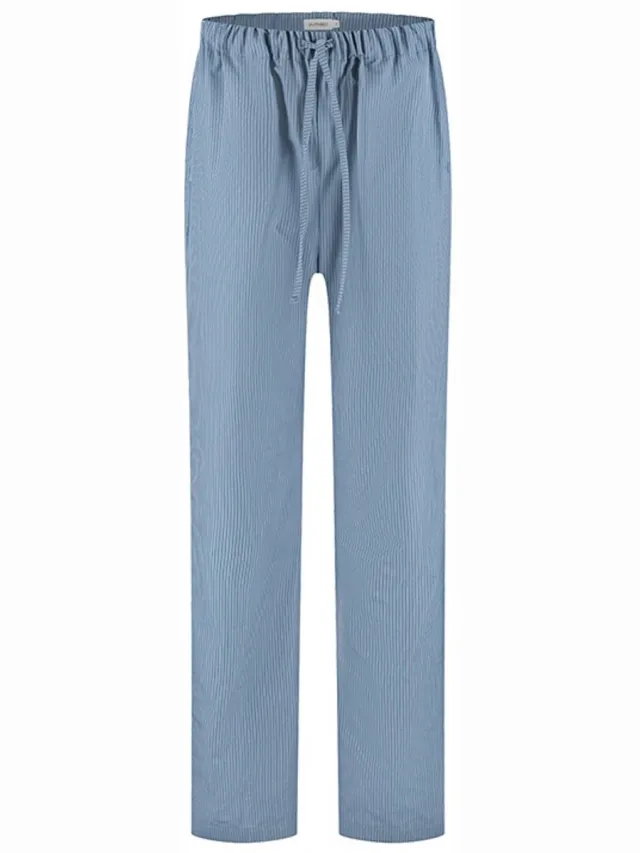 Yumeko pyjamabroek unisex katoen TENCEL™ blauw/wit stripe l Blue-White Stripe