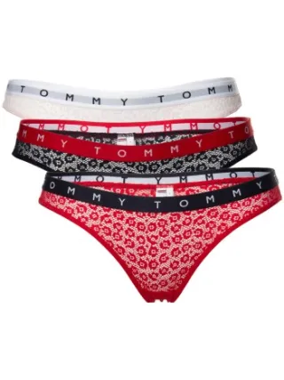 Tommy Hilfiger Logo Lace Bikini string Rood,Versch.kleure/Patroon,Zwart