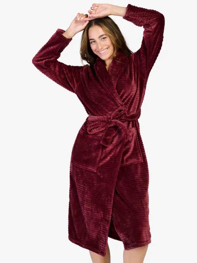Ten Cate fleece badjas - donkerrood