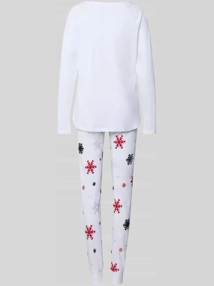 LOUIS & LOUISA Pyjama van zuivere katoen model 'Winterzauber' wit, foto 2