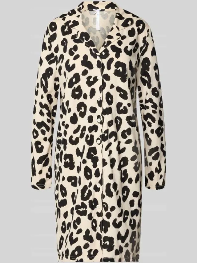 LOUIS & LOUISA relaxed fit nachthemd van puur katoen model 'Schmusekatze' Beige