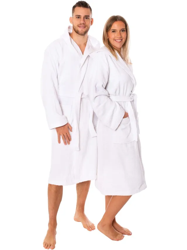 lavea Badjas Dames & Badjas Heren van 100% Katoen – Zachte Badjas van Badstof met Capuchon, Unisex Design, Ideaal voor Sauna & Thuis - S - Wit