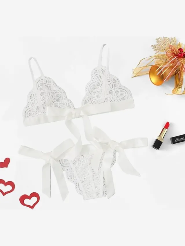 Go Go Gadget Sexy kanten lingerieset | niet-voorgevormde bh | brazilian | wit