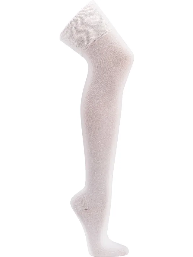 SOCKS4FUN Katoen over de knie kous – 78% katoen –2 paar (1 x zwart en 1 x wit) – one size fits all (36-42) Zwart en Wit
