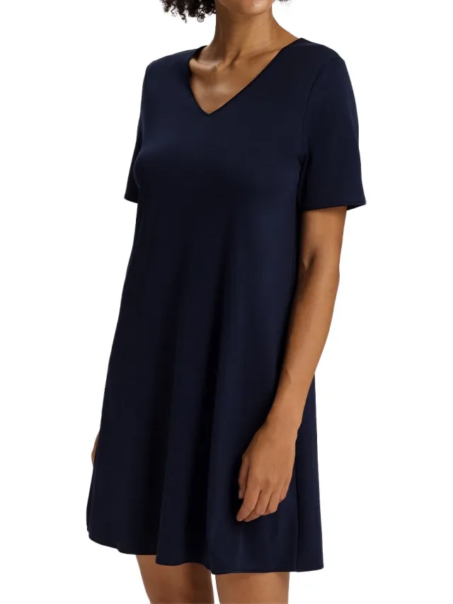 Hanro Dames nachthemd Cotton Silk diep marineblauw