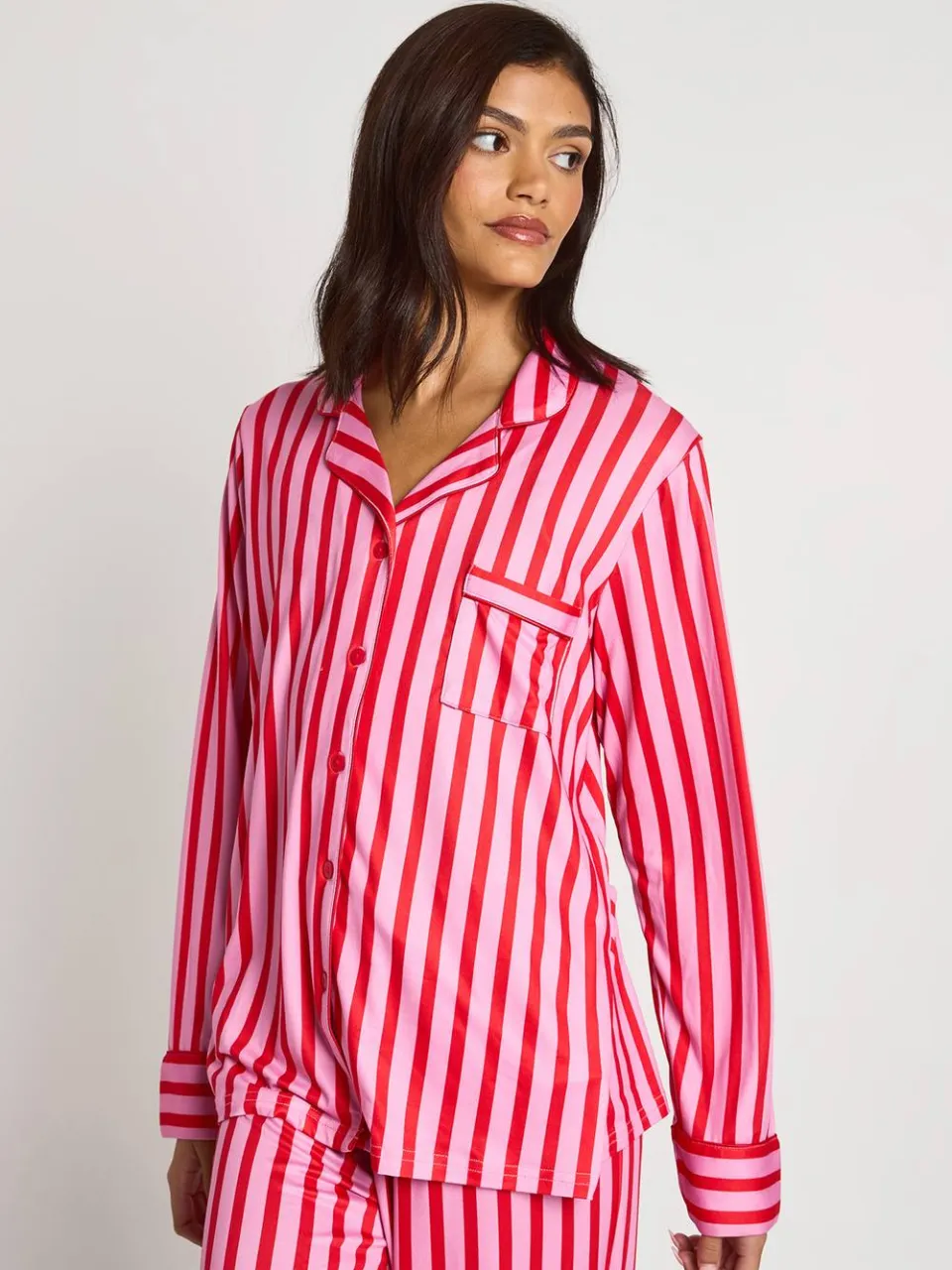 boohoo Dames Super Zachte Gestreepte Broek PJ Set roze, foto 2