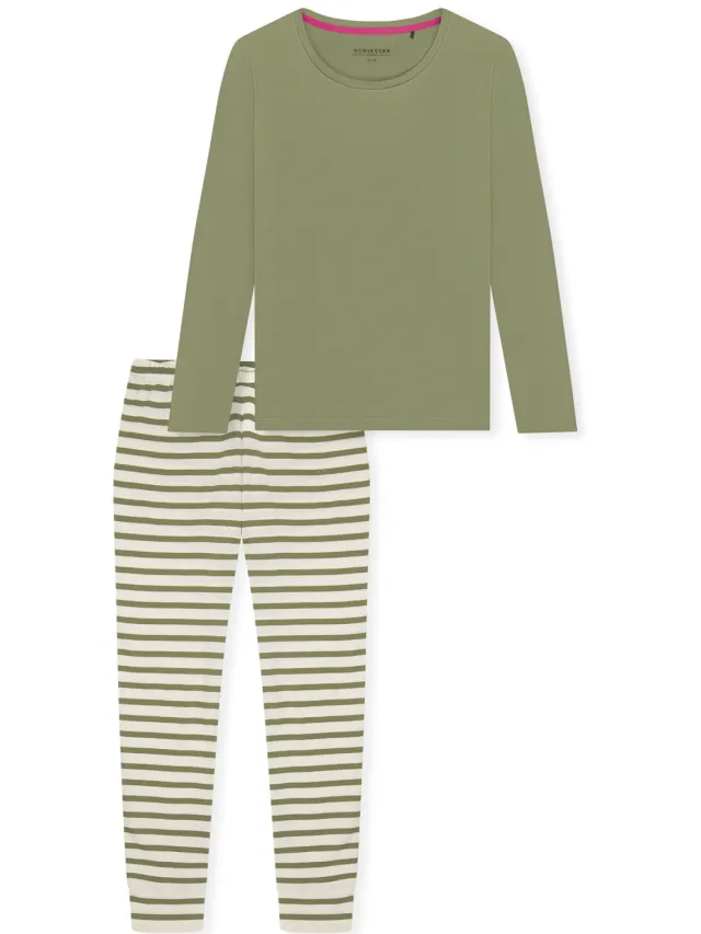 Schiesser Vrouwen Pyjama Casual Essentials Groen