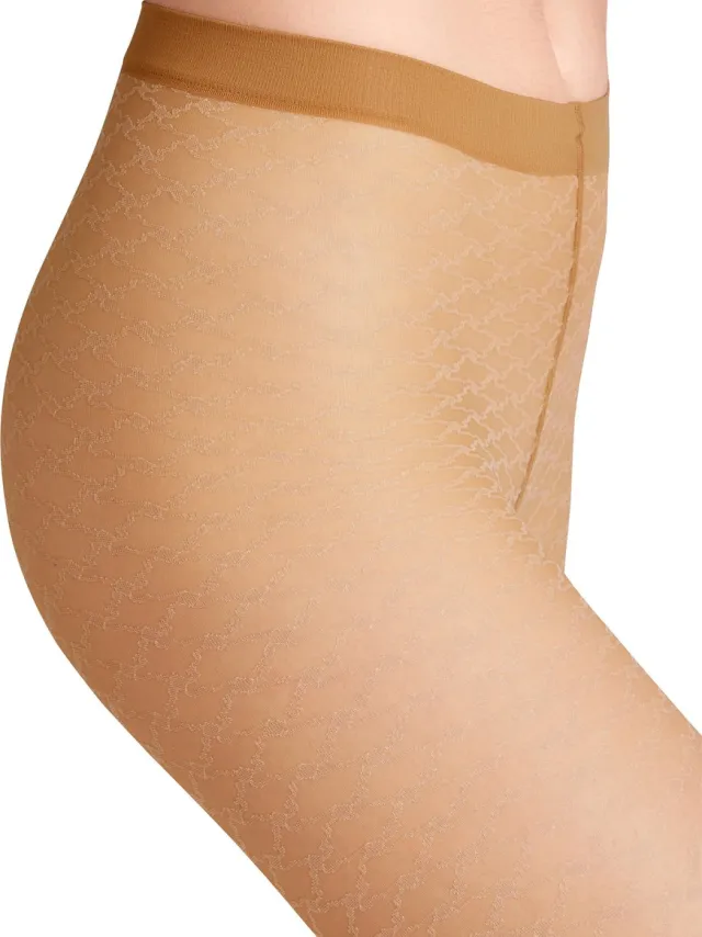 Falke Old Fashioned gedessineerd materiaal transparent 20 DEN panty dames transparant-L beige 4069