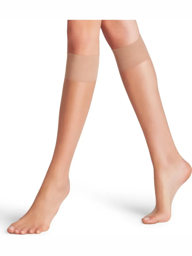 Falke Shelina eenkleurig materiaal transparant 12 DEN kniekousen dames transparant-42 beige 4679