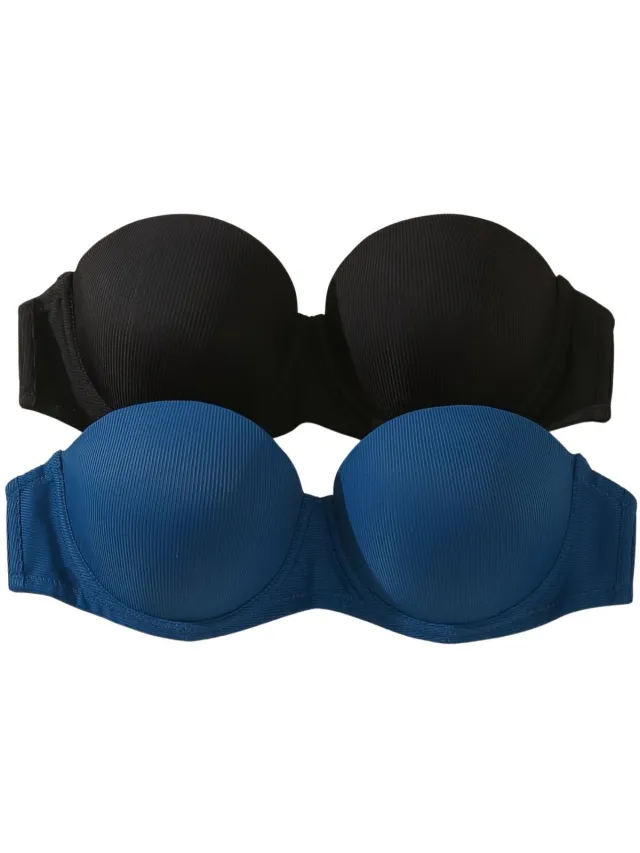 Currero BH Zonder Beugel - Strapless - Zonder Bandjes - Met Voorsluiting - Push-up Bh's - Comfort Beha - Comfortabel - Grote Sluiting - Veelkleurig D - Cupmaat