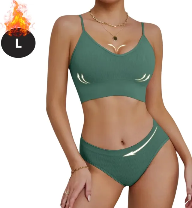 Nivard Lingerie Set Zonder Beugel - Zonder Bandjes - Push-up Bh's - Comfort Beha - Comfortabel - BH - Groen