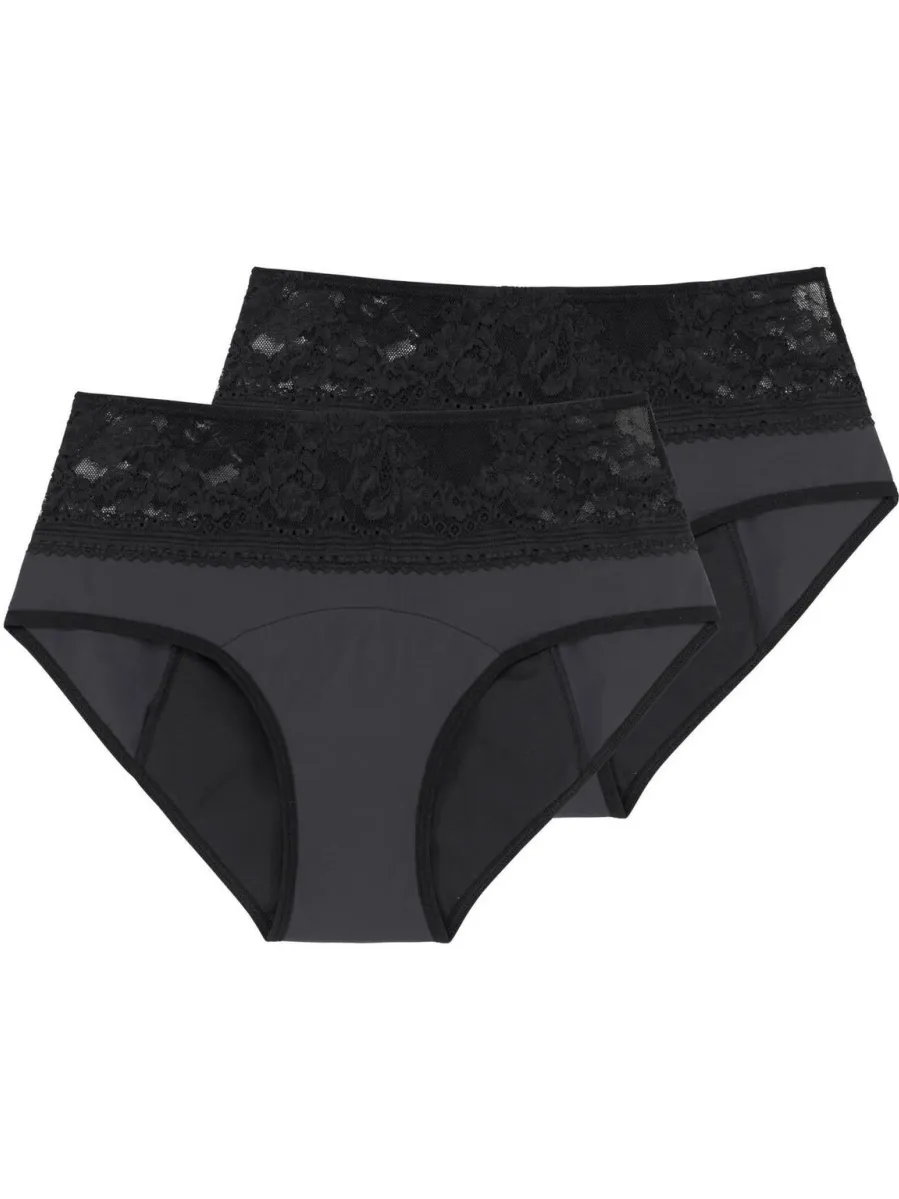 Dorina sterk absorberende menstruatieslip Moon met kant (set van 2) zwart, foto 2