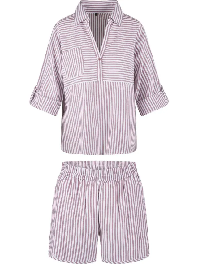 LingaDore Shortama set Soft bordeaux stripe