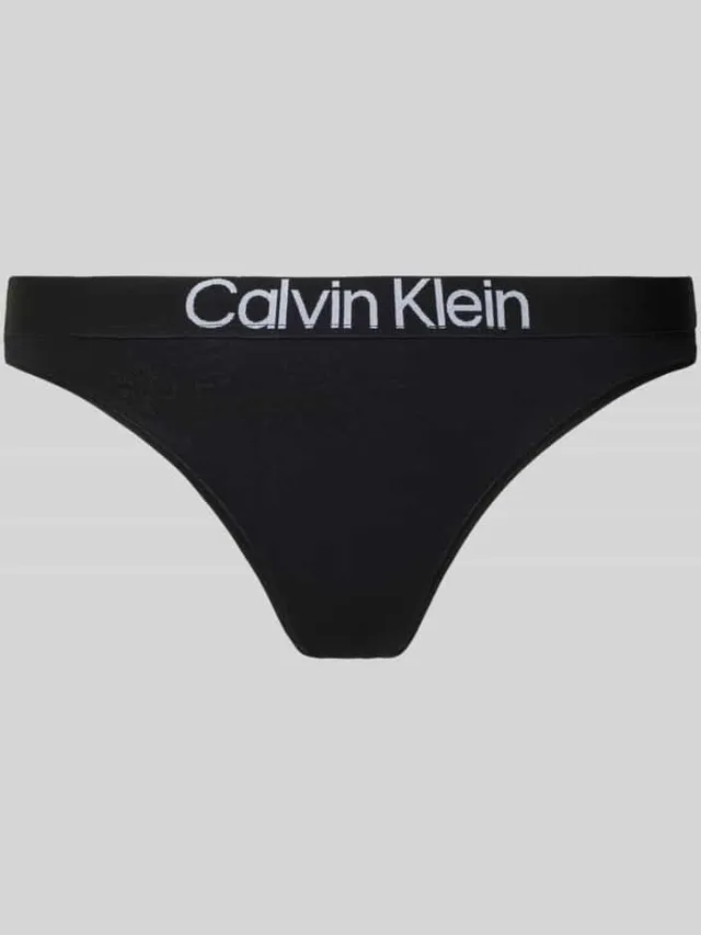 Calvin Klein String met label in band, model 'MAX' Zwart