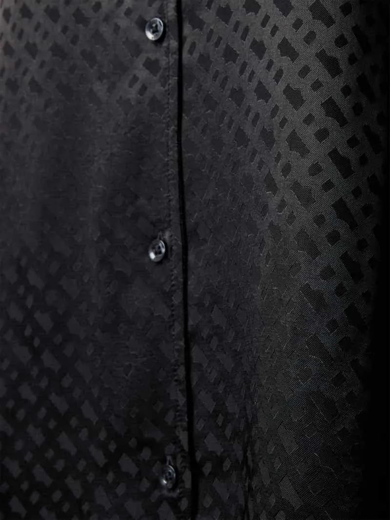 Boss Regular fit pyjama van pure viscose model 'B Monogram_Shirt' zwart, foto 3