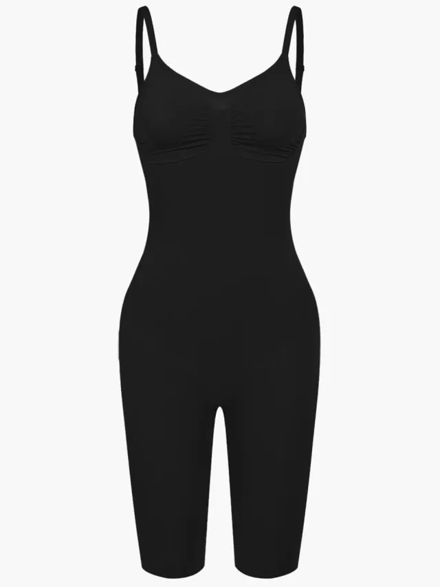 cfab Bodysuit met corrigerende shapewear en bijpassende shorts - Zwart - XL - Corrigerende Body - Naadlos - corrigerend ondergoed dames