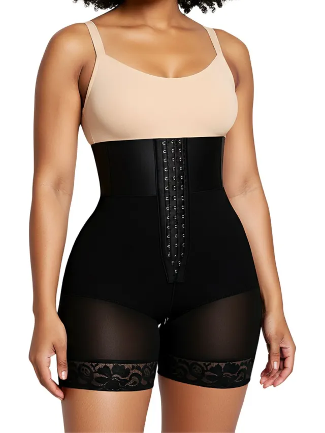 Corrigerende High Waist Short - Shapetape - Zwart - Body Shaper - Corrigerend Broekje - Shapewear Dames - Corrigerend Ondergoed - Afslankbroek - Shapewear Buik - Waist Trainer - Korset - Bodyshaper Dames - Corrigerende Boxershort