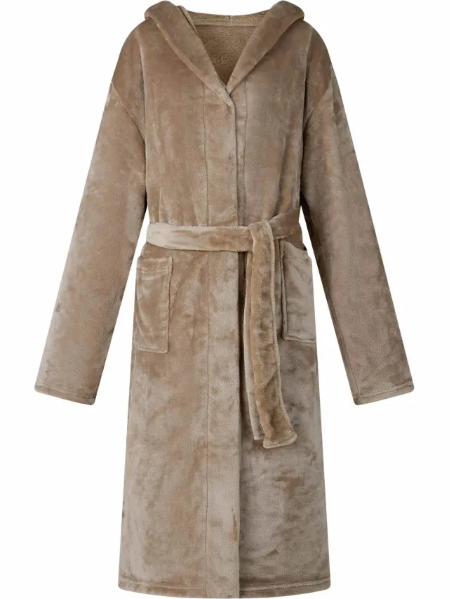 vidaXL Badjas Hoodie Camel XXXL Flanel Bruin