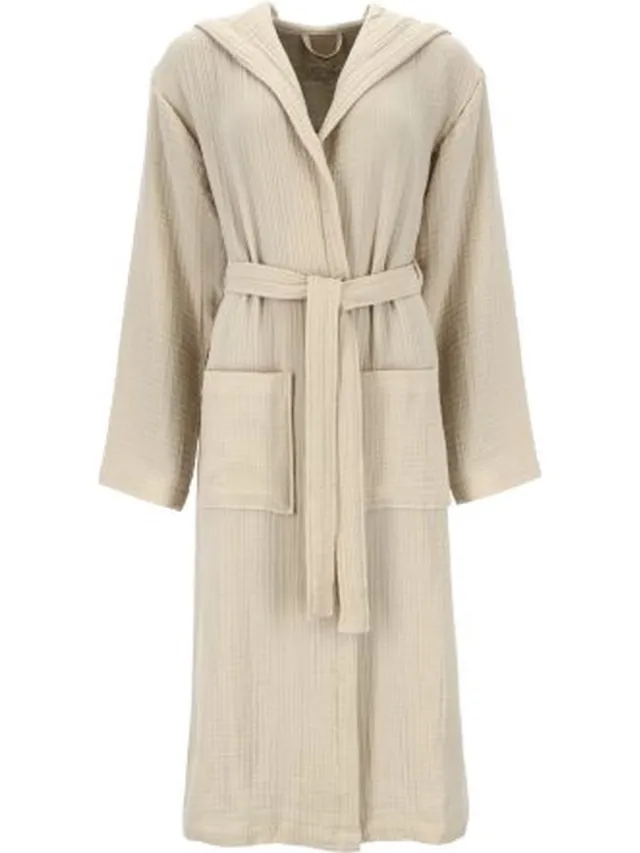 Vossen Silent Unisex Badjas – Lichtgewicht Musselin in Stijlvolle Kleur Tibet Beige