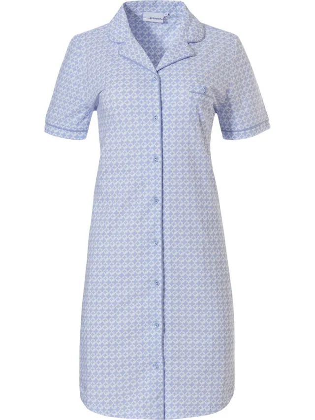 Rebelle Pastunette dames nachthemd K/M - Doorknoop - Cloud Blue - 50 - Blauw