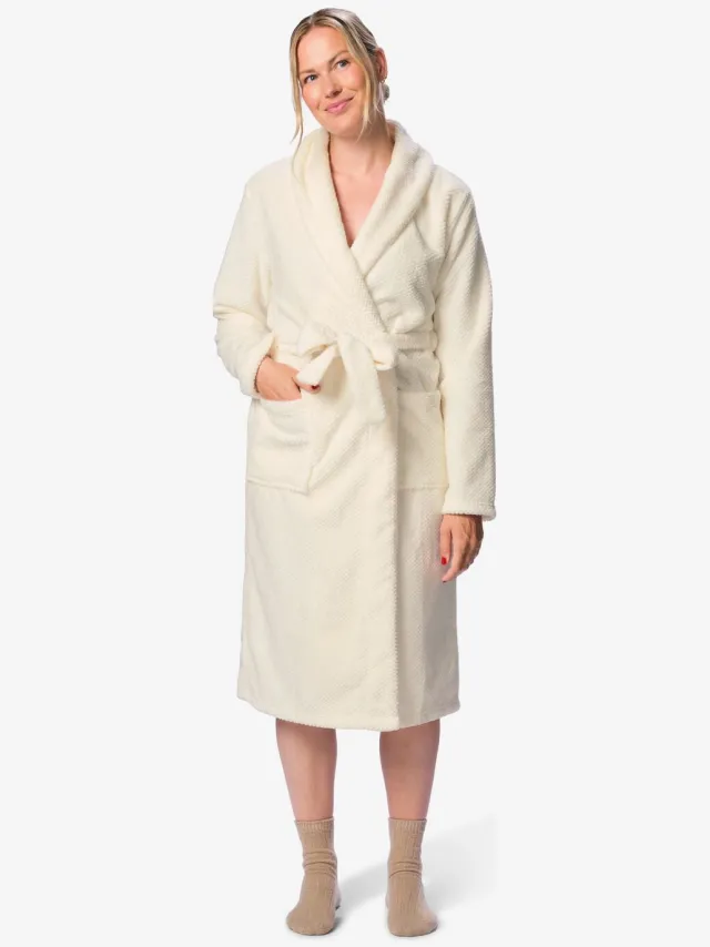 HEMA Damesbadjas fleece gebroken wit (gebroken wit)