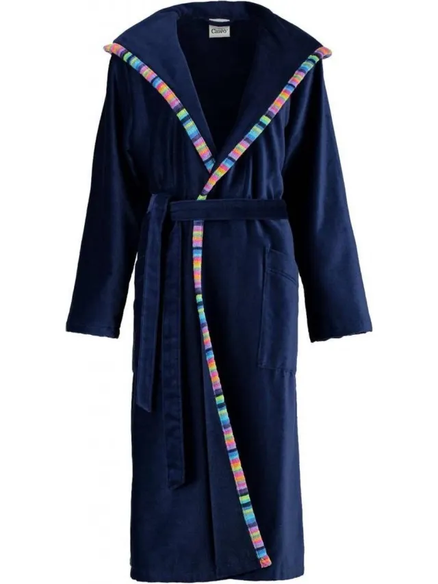 Cawö Cawo Badjas 1459 Velours met Capuchon - Marine 38